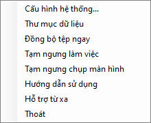 Menu khay hệ thống (System Tray)